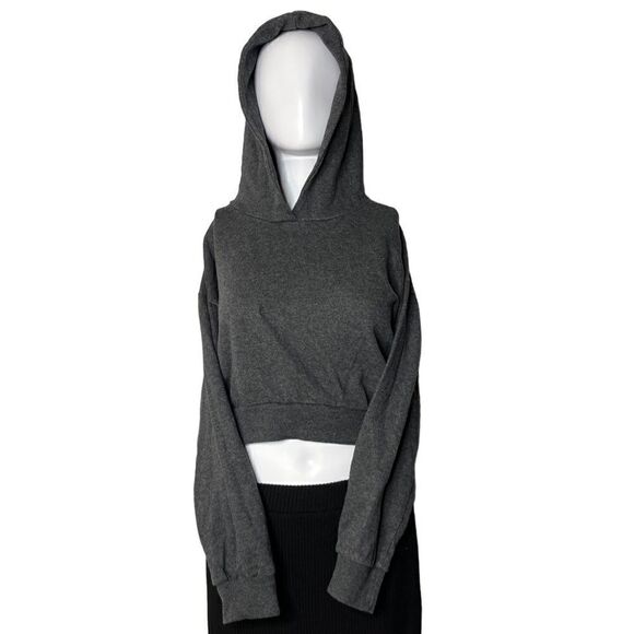Forever 21 Cropped Pullover Hoodie Grey Size Small - Picture 1 of 4